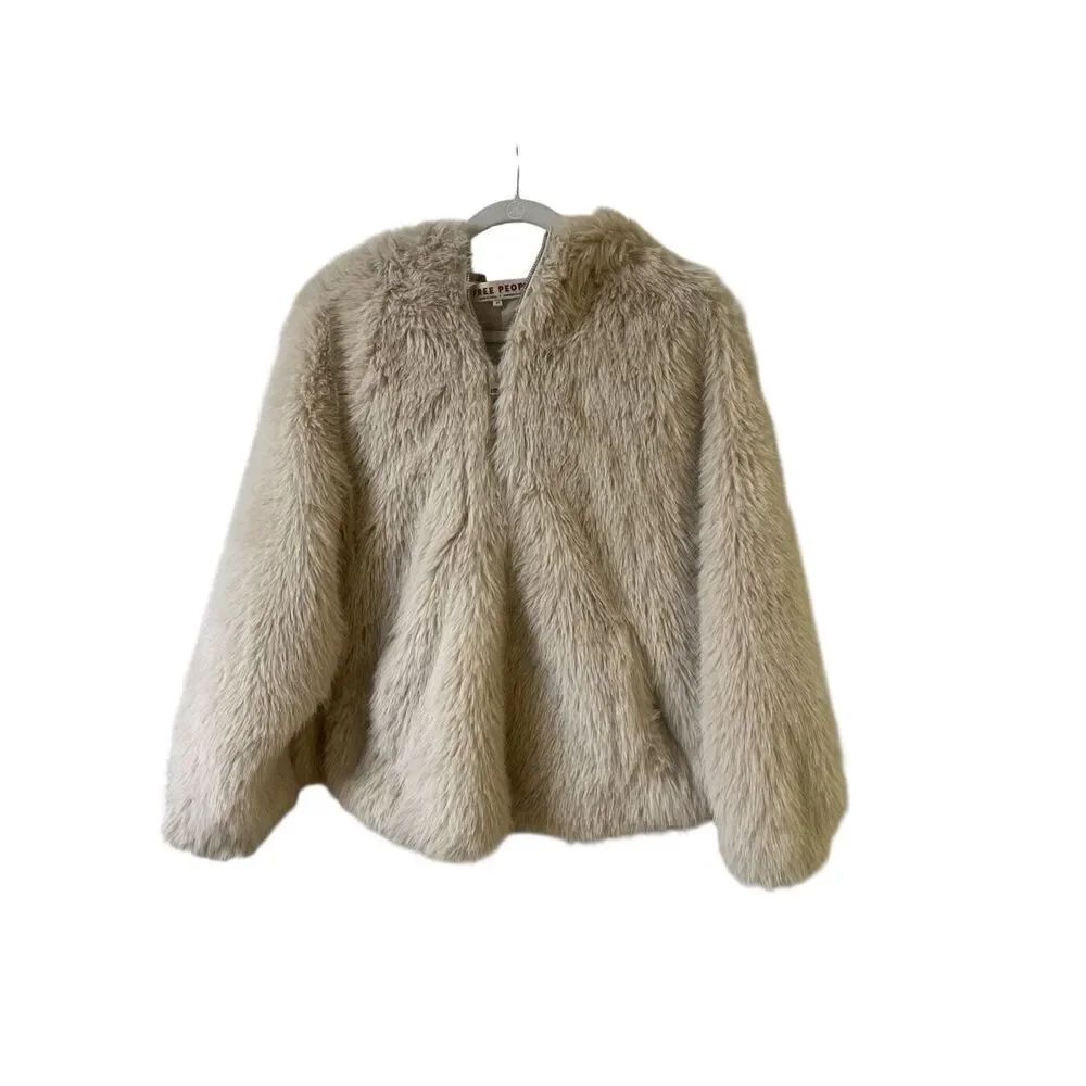 Anthropologie Free people pullover faux fur partial zip XS